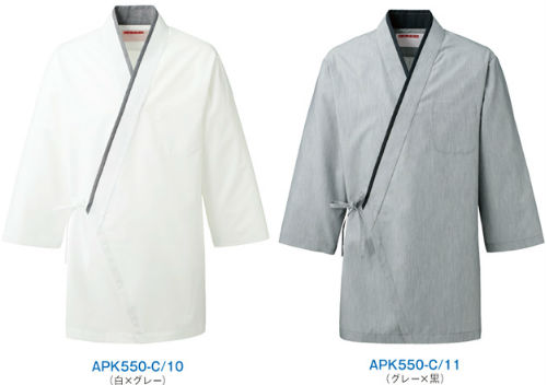 APK550-C10 ハッピーコート KAZEN 白衣 和柄 厨房 【社名刺繍無料】 SS～3L ポリエステル80％・綿20％ ドビークロス