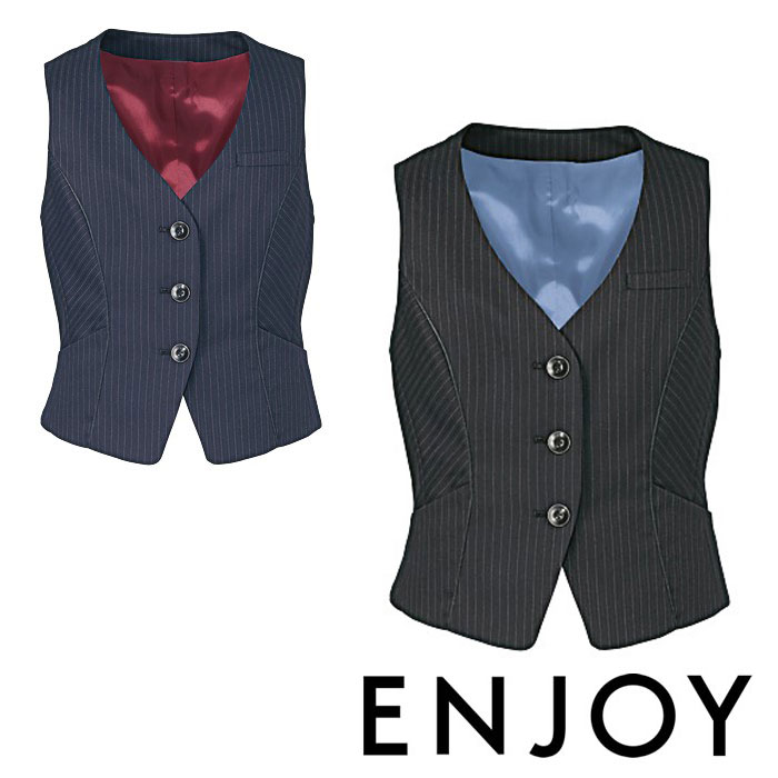 EAV475 ベスト ENJOY・カーシーカシマ・KARSEE 事務服・制服 5号~17号 ポリエステル50%・ウール50%|社名刺繍無料の作業着屋