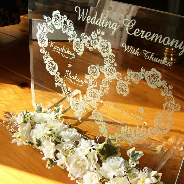 ウェルカムボード ウェディング ガラス クリアガラスが美しい スタンド 装飾花付で便利 おしゃれなウェディングに ブライダル ミニ Mergertraininginstitute Com