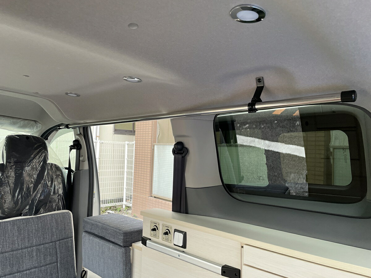[NAMINORIKOZOU] NV200W バネットワゴン運転席側のみ 片側サイドバー1本 スキー スノーボード サーフィン ロングボード 脚立 資材 ロッドホルダー 車中泊 釣り 職人棚 室内 車内 ラック 棚 荷室 天井 収納 アウトドア カスタム｜なみのりこぞう　店