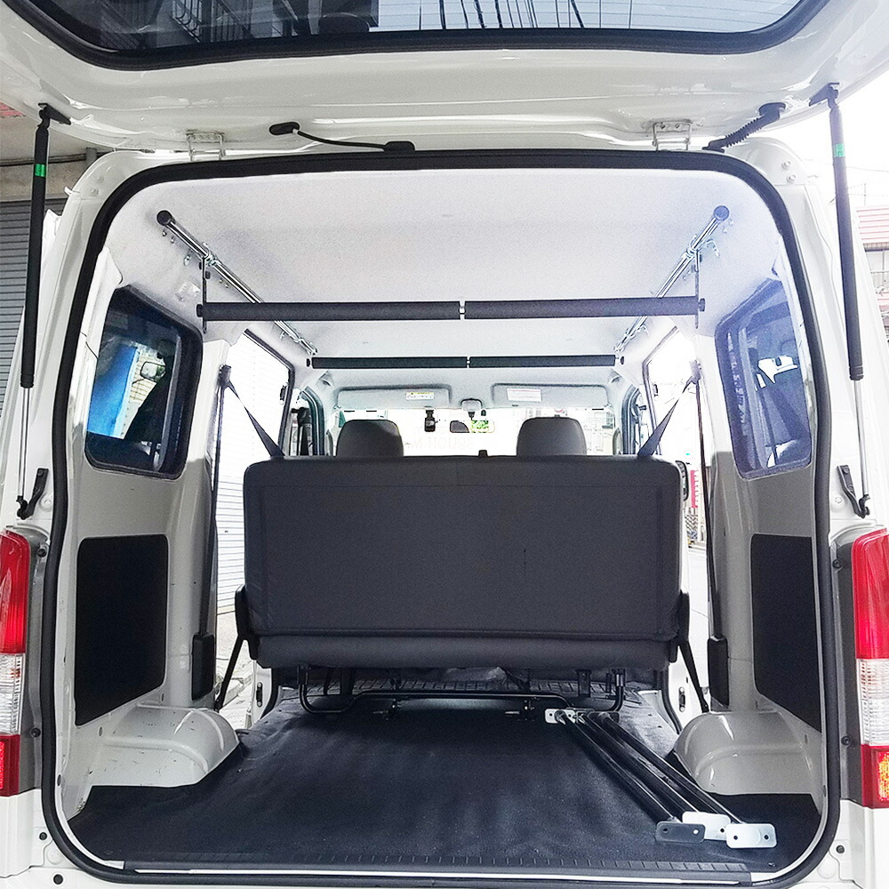 楽天市場】NAMINORIKOZOU 日産 NV200W 左右サイドバー＆スライドバー2本セット 車内キャリア 延長ステー・ パッド付 スキー  スノーボード サーフィン ロングボード 脚立 資材 ロッドホルダー 車中泊 釣り 職人棚 室内 車内 ラック 棚 荷室 天井 収納 アウトドア  カスタム ...