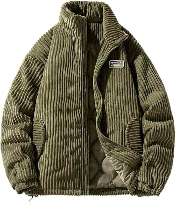 [Poperdision] コート メンズ 冬服 コーデュロイ ジャケット 大きいサイズ ゆったり 無地 中綿 厚手 防風 防寒 暖かい おしゃれ アウター 通勤 通学 男女兼用 シンプルデザイン トップス ファッ