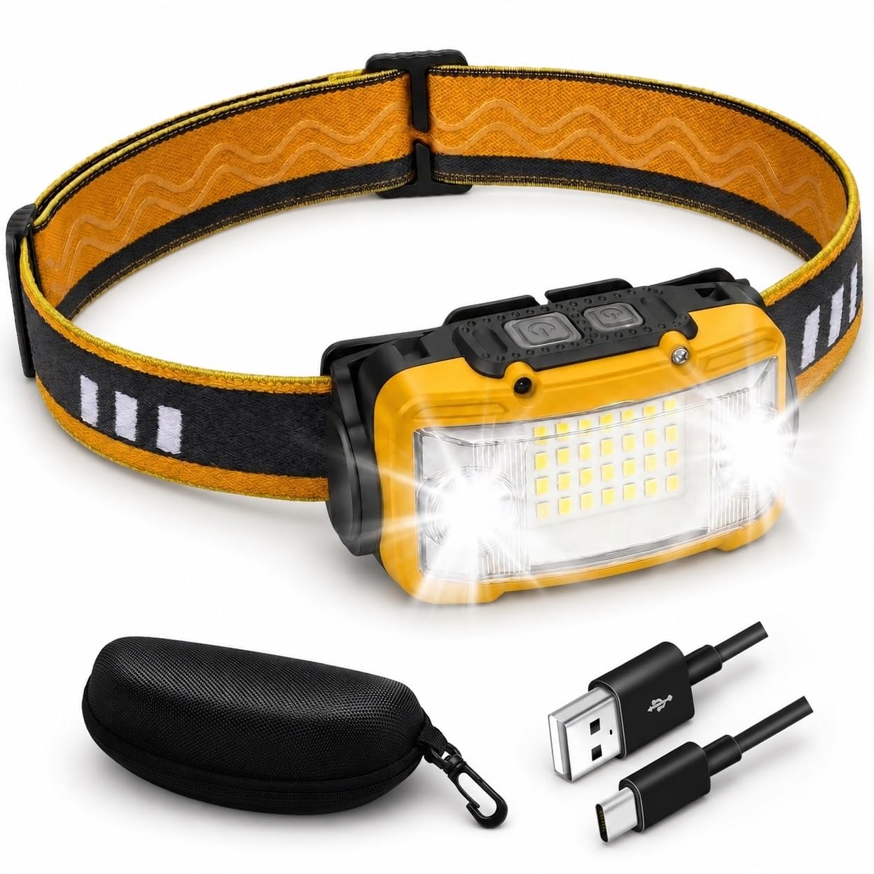 前照灯 LED COBともし火 360lm 7第四次元 USB-C申し受ける式 白灯 黄灯 赤灯 防災 雨合羽 難民キャンプ 山登り 魚釣り 三尺帯 USB有線テレビ 容れもの 取りまわし書きあらわす書付き添い人 ABS マイコン材質