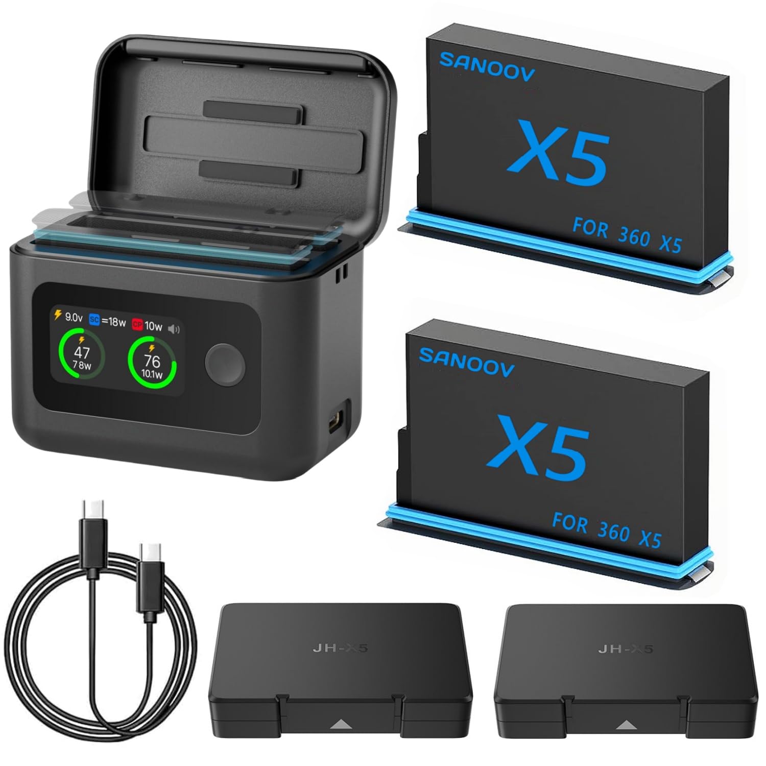 バッテリー 2800mAh 2個 PD急速充電器セット LCD付き 収納ボックス充電器 Type-C同時充電可能 コンパクト 軽量 アクセサリー|ナミオオンラインストア