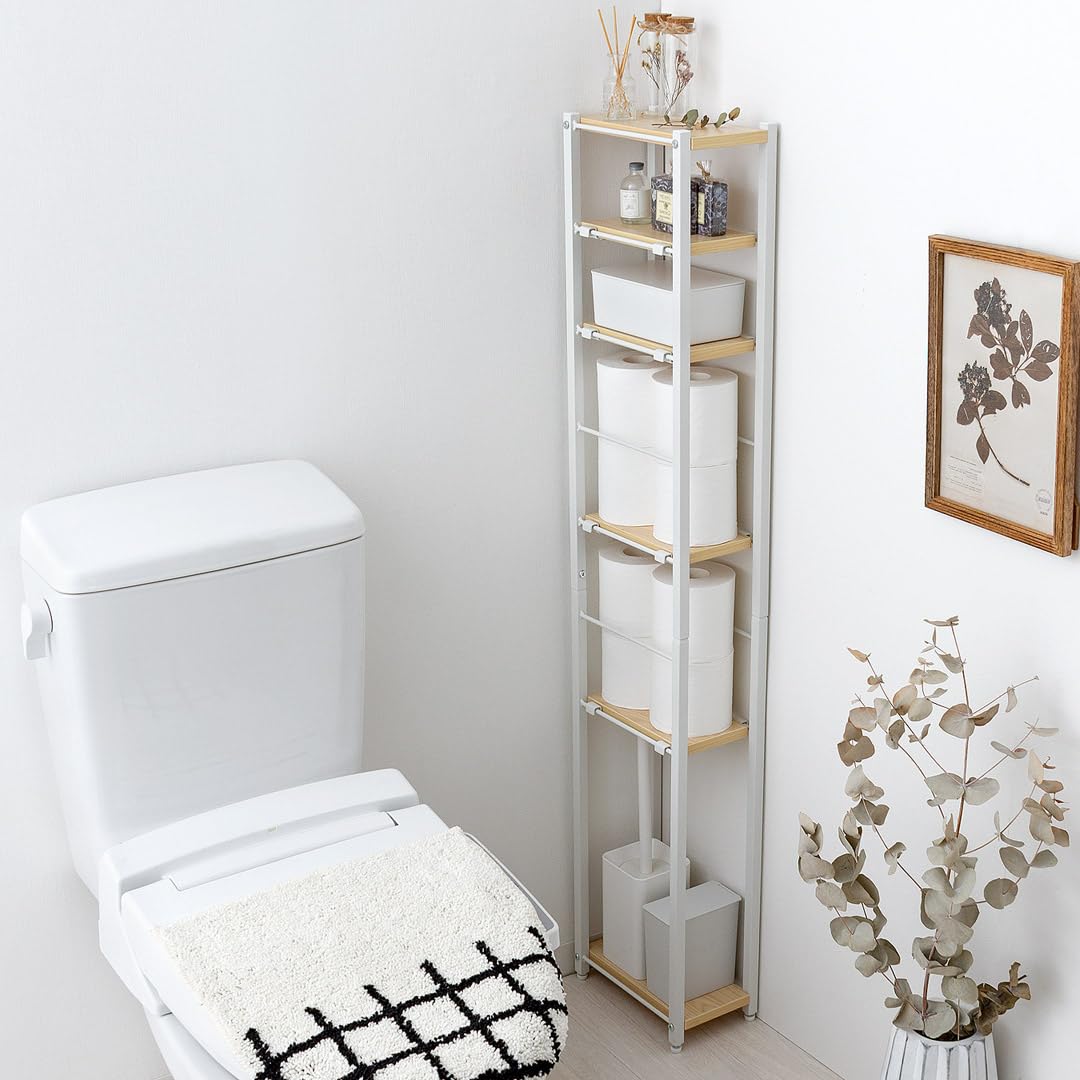 トイレ 収納 トイレラック トイレットペーパー 収納 省スペース スリム 隙間収納 トイレ 収納棚 ハイタイプスリムトイレラック｜ナミオオンラインストア