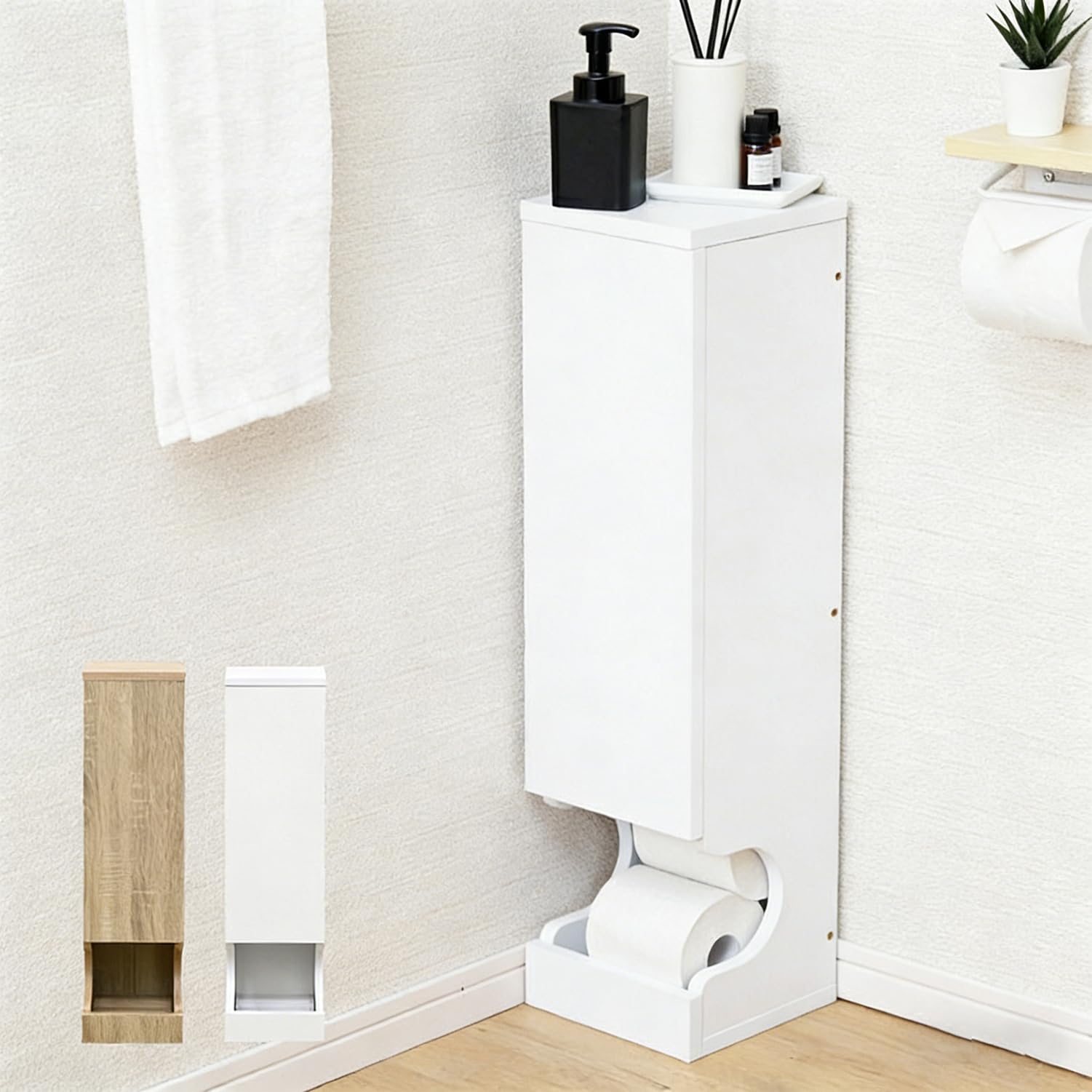 トイレットペーパーラック トイレラック スリム 幅19.5 奥行19.5 おしゃれ トイレットペーパー 収納 コーナーラック 省スペース トイレ収納 薄型 隙間収納 トイレ用品 トイレストッカー｜ナミオオンラインストア