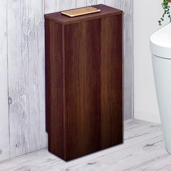 薄型 トイレラック コーナー収納 ホワイト ブラウン木目 コンパクト スリム設計 おしゃれ ゴミ箱 スマホ置き場 掃除用具収納 ナプキン小物収納 組立簡単 多機能ラック ウォールナット|ナミオオンラインストア