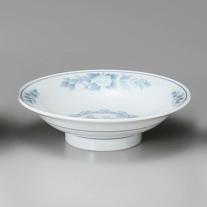 30個セット 三色牡丹 21cm 7.0 高台皿 バリそば チャーハン 天津飯 盛皿 フカヒレ ボウル ヌードルボウル 鉢 中華食器 日本製 陶器 飲食店 業務用 丈夫 美濃焼 高台 そば