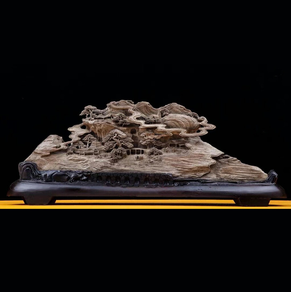 天然沈香木彫 仙郷 珍品 コレクション 室内飾り 彫刻工芸品 置物 手作り意匠 美術品 精密雕刻 極上品 L 58cm Bouncesociety Com