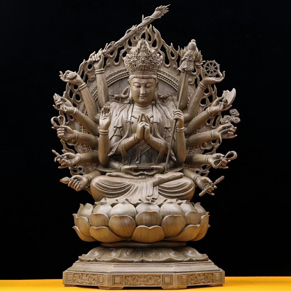 楽天市場】【天然沈香木彫】 騎龍千手観音（五龍） 仏教美術