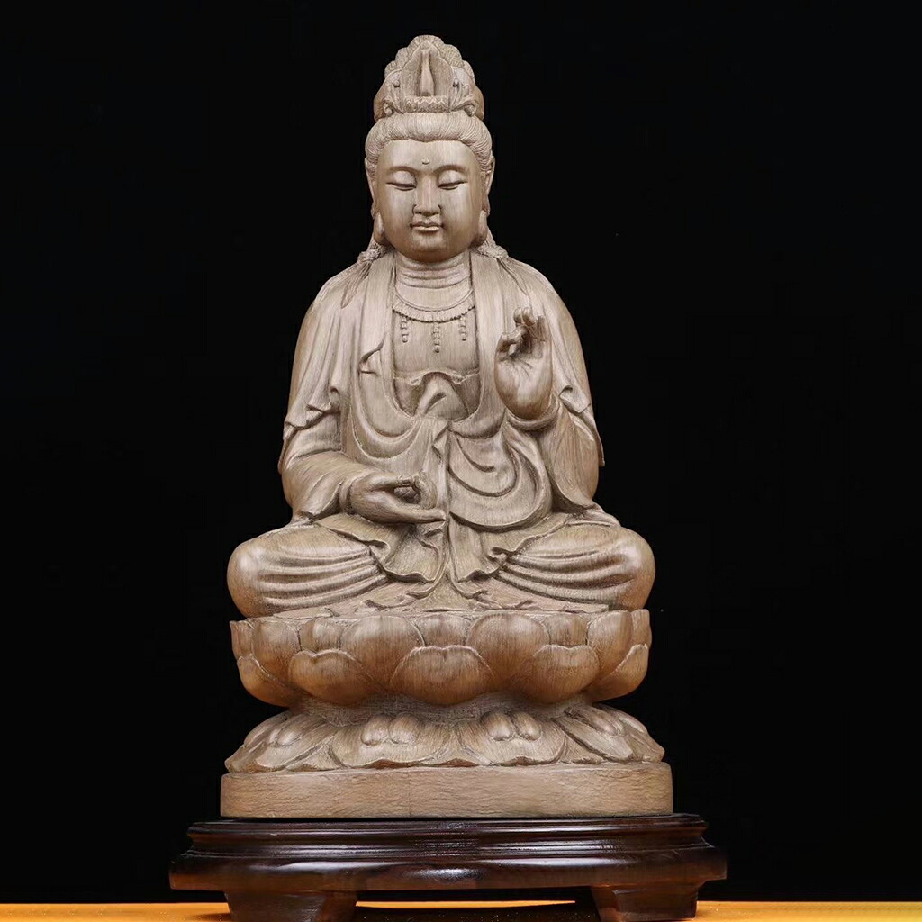 【天然沈香木彫】 勢至菩薩 仏教美術 仏像 仏教工芸品 沈香 木彫り お寺、オーダー コレクション 職人手作り 美術品 室内飾り 彫刻工芸品 置物 高さ:43CM