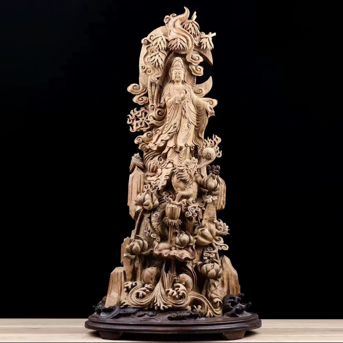 楽天市場】【天然沈香木彫】観音菩薩座像 仏教美術 仏像 仏教工芸品