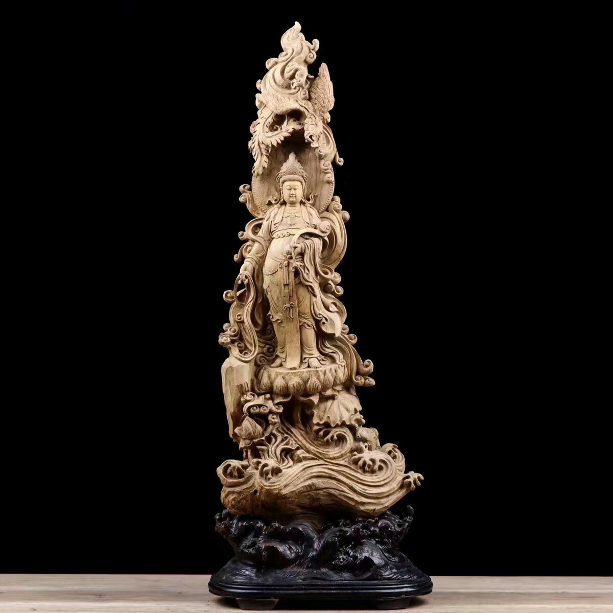 唐木彫り　観音様　木彫り　一刀彫　 骨董品 唐木彫り 観音様 木彫り 一刀彫 骨董品 仏像】リアル仏像 木造
