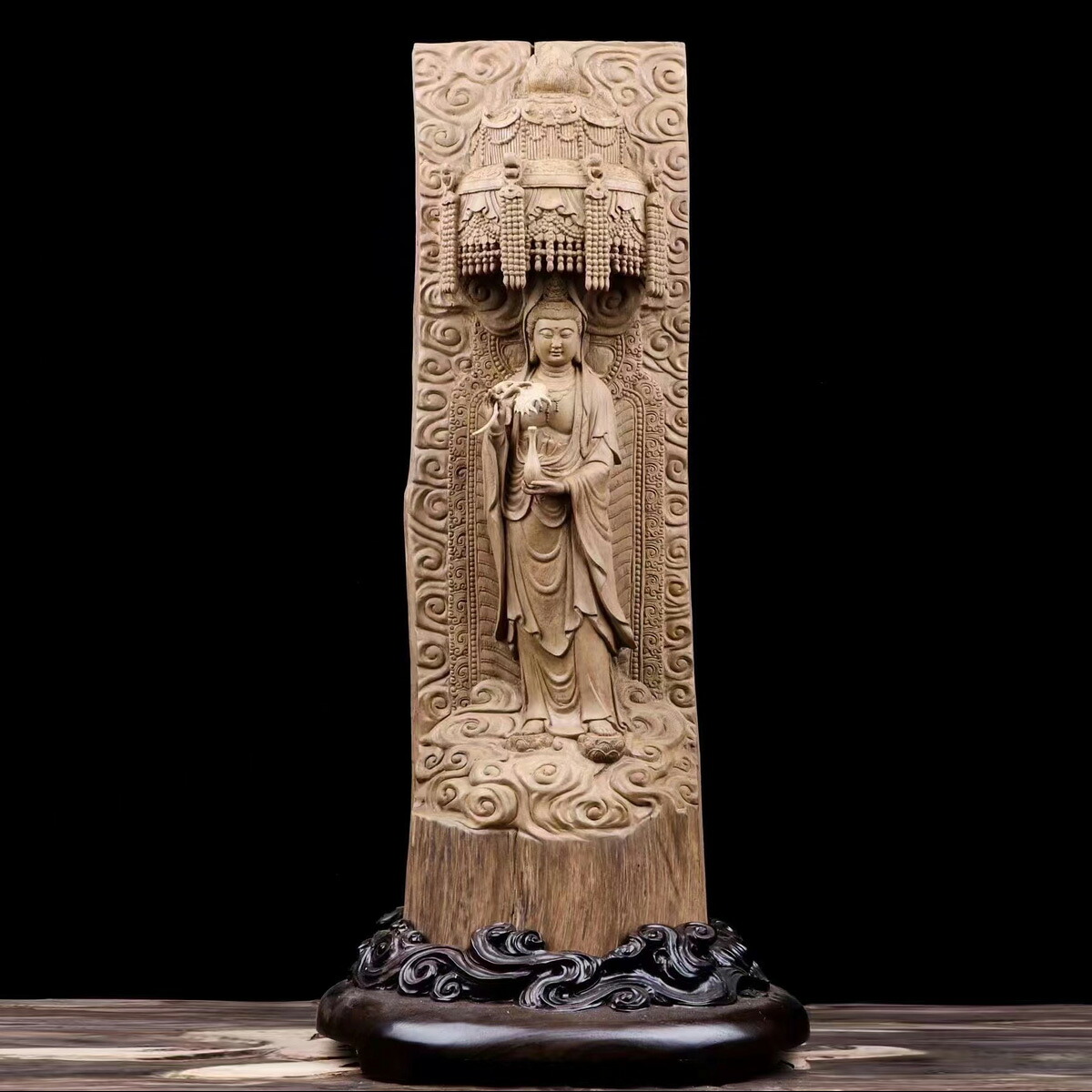 【天然沈香木彫】観音菩薩立像 仏教美術 仏像 仏教工芸品 沈香 木彫り お寺 オーダー コレクション 職人手作り 美術品 彫刻工芸品 置物 高さ:82CM｜雑貨屋　なな　店 253,002円