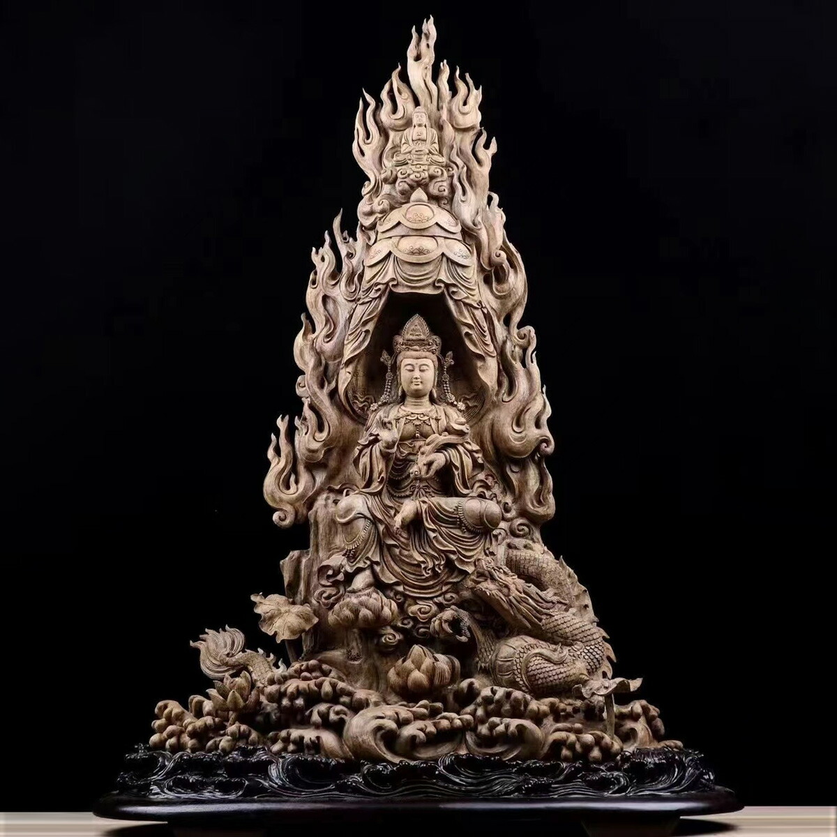 骨董品 沈香木 精工原木彫り 浄瓶観音菩薩 仏像 仏教 彫刻 アンティーク 骨董品 沈香木 精工原木彫り 浄瓶観音菩薩 仏像 仏教 彫刻