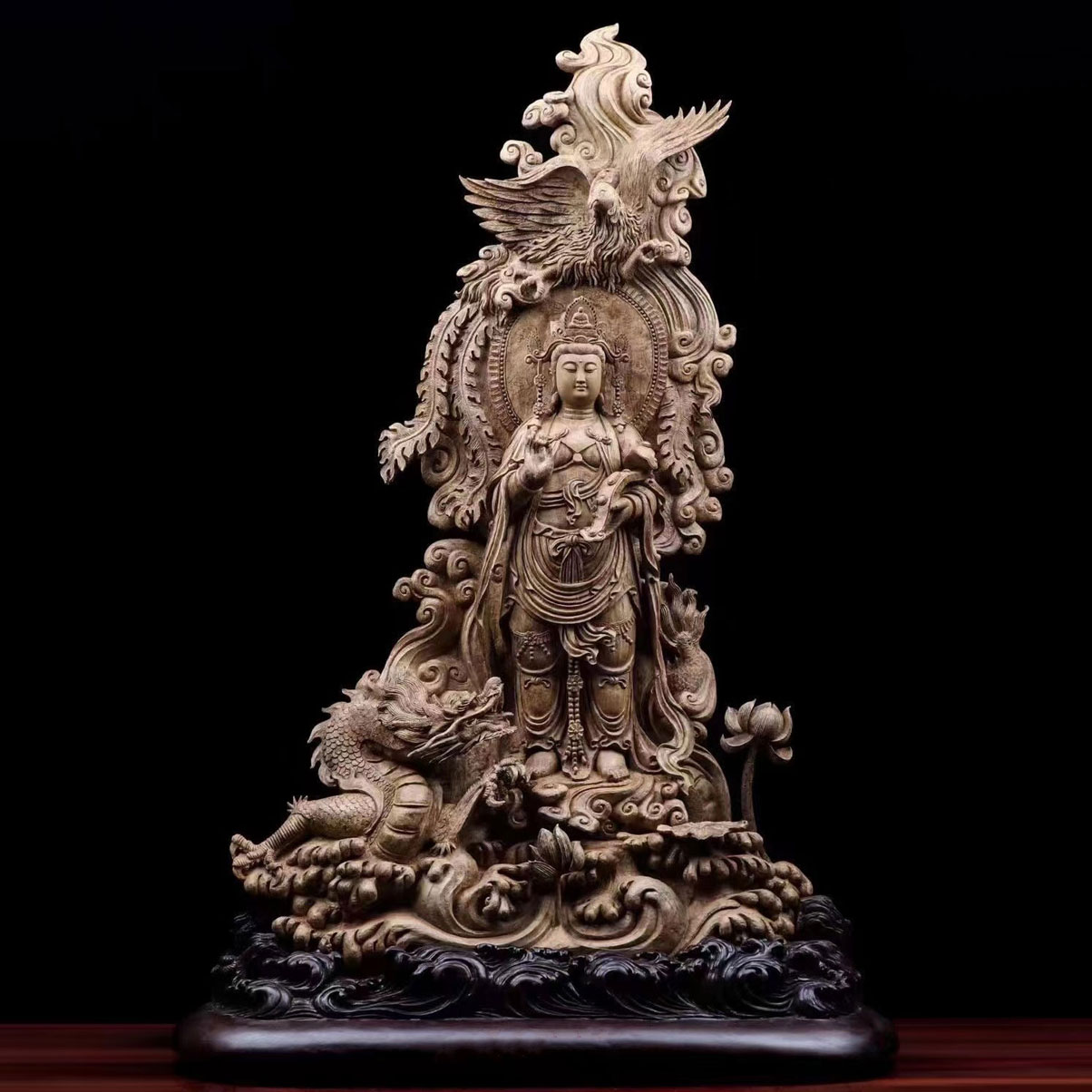 東京書芸館　黒檀「宝珠観音菩薩」　李建敏作 李建敏 黒檀『宝珠観音菩薩』 | 東京書芸館公式通販ウェブサイト