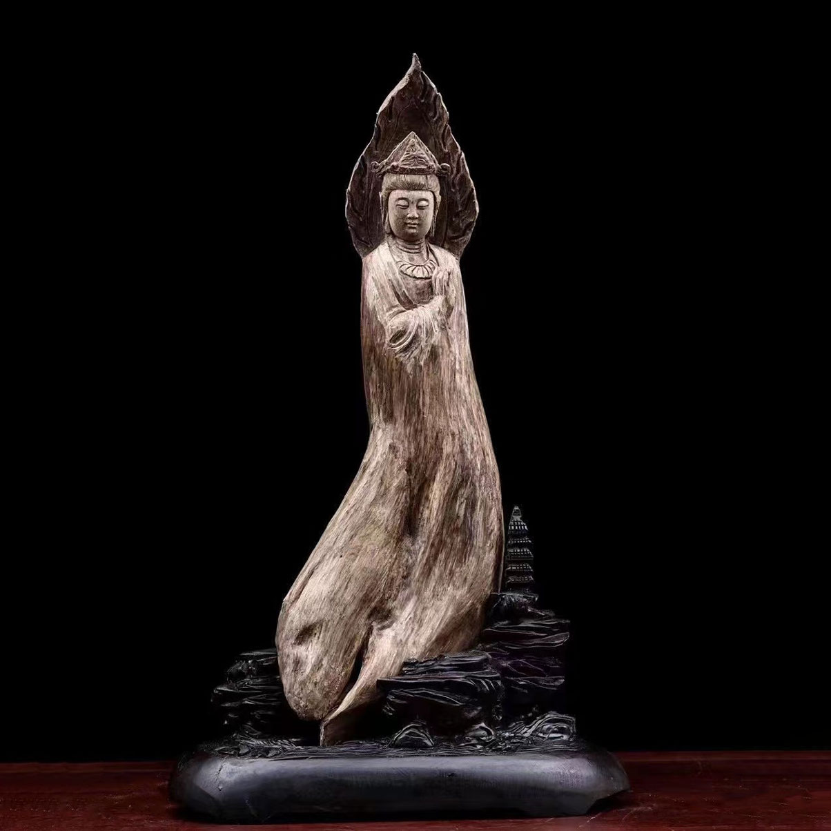 超歓迎新品木彫風　聖観音菩薩像（47）高さ99ｃｍ　仏教美術　彫刻　置物　仏像　インテリア 仏像