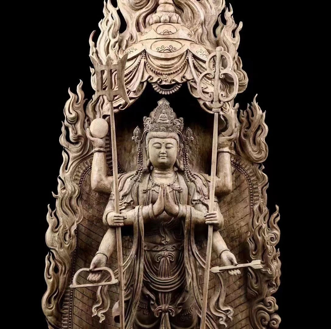 龍頭観音 仏教美術 仏像 木彫り 美術品 コレクション 職人手作り 置物 ...