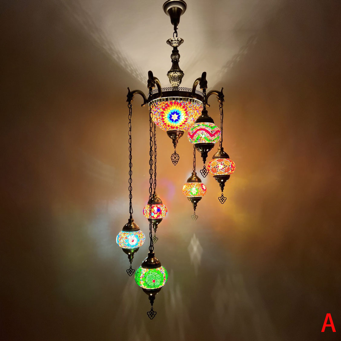 楽天市場】トルコランプ 職人手作り カラーガラス 吊り下げ照明 古風