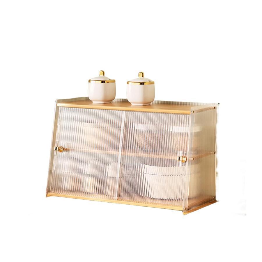 食器棚 卓上食器棚 アクリル扉 キッチン収納棚 ミニ食器棚 キッチンキャビネット アクリル扉 レンジボード 調味料入れ 北欧風 扉付 防塵