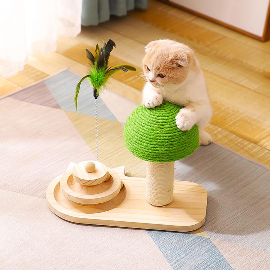 猫爪とぎタワ 爪とぎ 猫 きのこ形 小型 組み立てが簡単 3in1 猫スクラッチポスト 家具を損傷するのを防ぎ、運動不足を改善する 爪とぎ