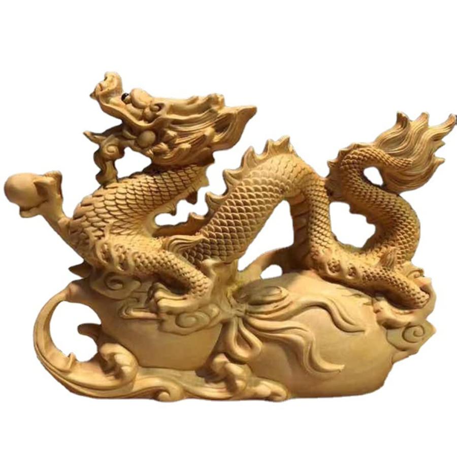 楽天市場】中国風 龍 神龍 木彫り 置物 風水 開運 高級天然ツゲ木彫り