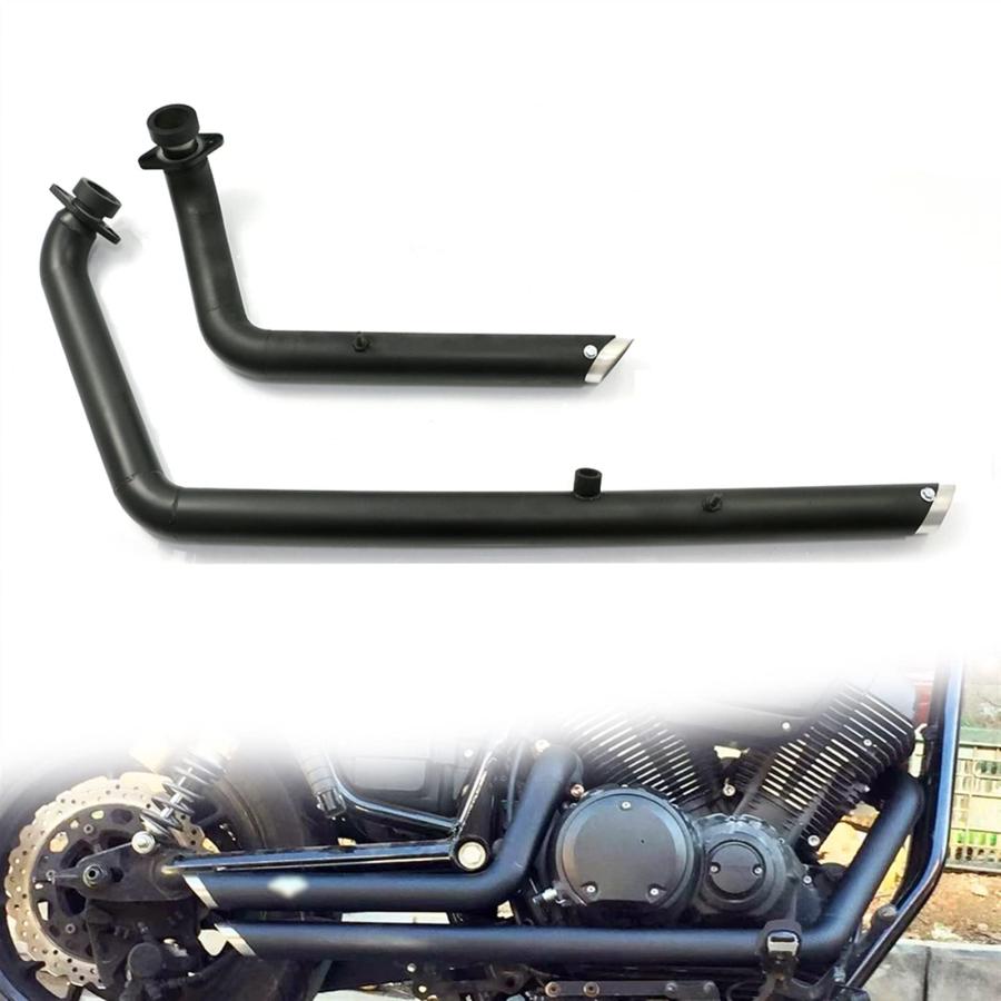 オートバイヤマハ V-スターボルト XV950 XVS950 XV 950 すべての年排気管ベントパイプリムーバブルサイレンサーマフラー (Color : 黒)