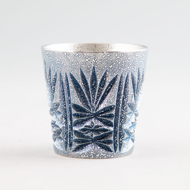 薩摩錫器 錫 切子グラス (漆藍色加工) 120ml 111-2 薩摩錫器工芸館　代引不可父の日 錫器 錫製 還暦祝 結婚祝 退職祝 贈答 母の日 プレゼント ギフト 伝統工芸品