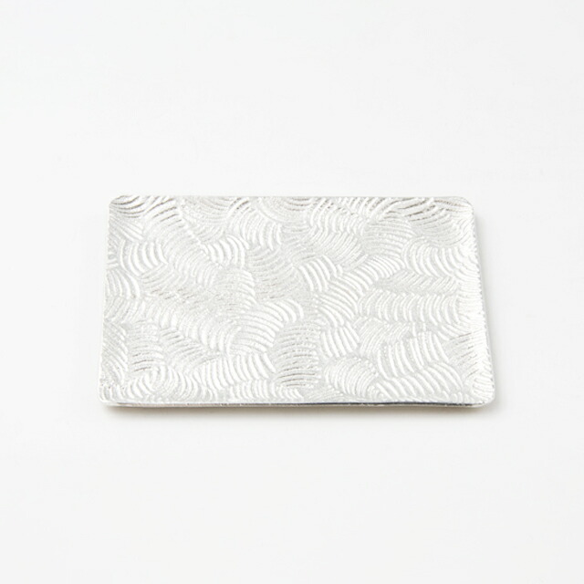 薩摩錫器 錫 銘々皿 波 12.6cm&times;16.6cm [No.1040-2] 薩摩錫器工芸館　代引不可父の日 錫器 錫製 還暦祝 結婚祝 退職祝 贈答 母の日 プレゼント ギフト 伝統工芸品｜なないろ九州