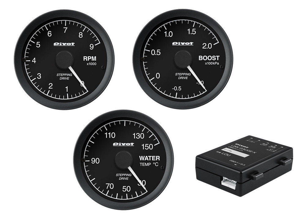 Pivot(ピボット) LINK GAUGE-X 3連メーター+ユニットセット【タコメーター/ブースト計/水温計/OBDユニット】 品番：LGX-3S-3