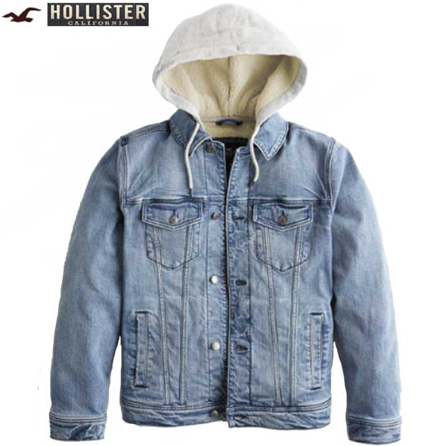 ホリスター デニム ジャケット メンズ デニムシェルパパーカージャケット 上質 ジャケット ホリスター ストレッチデニム ダメージ ボア裏地 ボア裏地 中綿入袖 ヘビーウェイトアウター アメカジ Mサイズ ミディアムウォッシュブルー 送料無料 あす楽 Hollister