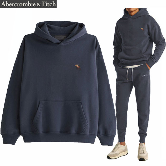 アバクロ パーカー 置き目品 メンズ XL(LL)/XXL(3L)  厚地の外套大きさ 飛び切り 中朦々たる スーパーソフトフリース 流汗 ティーシャツ 裏起毛 アイコン刺しゅう アメカジ 馬鹿でかい大きさ 【ウォッシュドネイビー】 即日送りとどける Abercrombie \u0026 Fitch アバクロンビー\u0026フィッチ