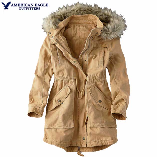 アメリカンイーグル American パーカージャケット レディース パーカー 送料無料 ジャケット 高級 ウォッシュ キャンバス地 高級 中綿入り フェイクファー ヘビーアウター アメカジ 大きいサイズ Sサイズ Mサイズ ブラウン 送料無料 あす楽 American Eagle
