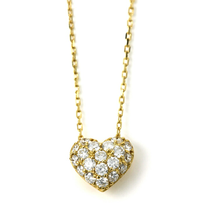 プティシエル Pciel ネックレス ペンダント K18イエローゴールド Total ダイヤ0.47ct パヴェハート YN1815WD