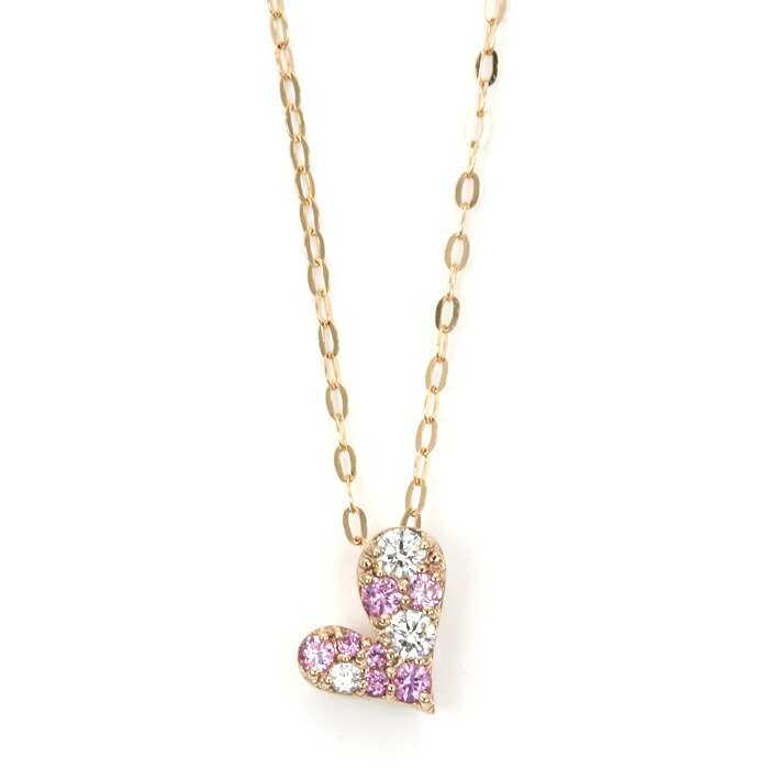 プティシエル Pciel ネックレス ペンダント K18ピンクゴールド Total ダイヤ0.06ct ピンクサファイア0.07ct ピンクハート RN2118PS｜ナナパージュ 66,913円