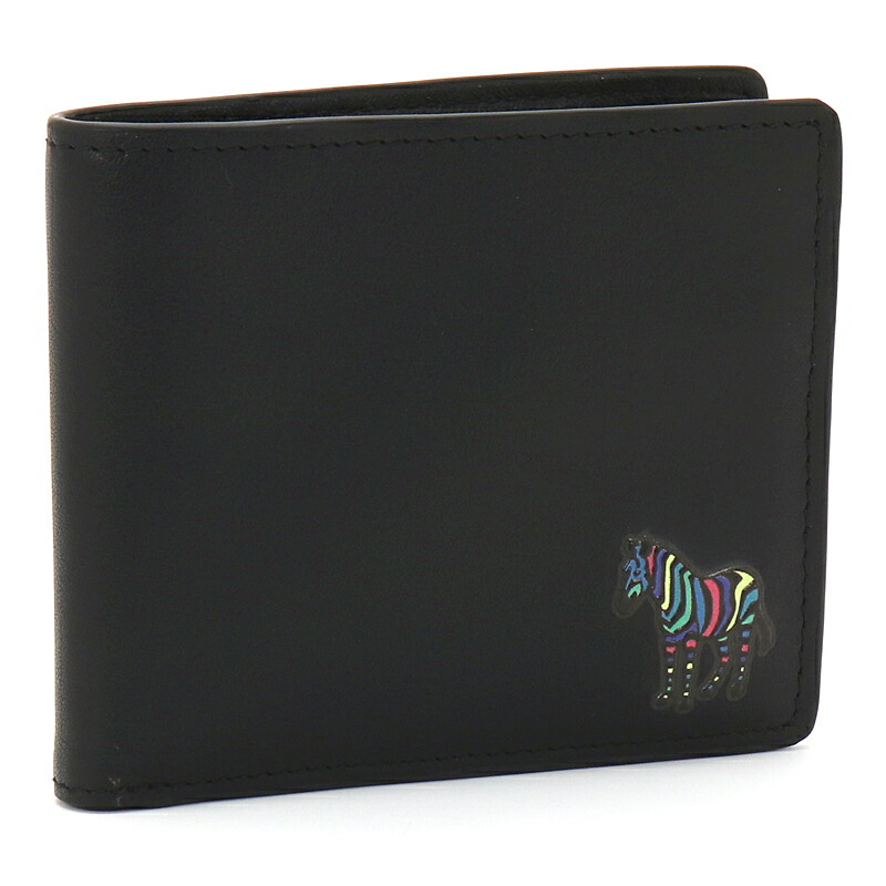 ピーエスバイポールスミス PS BY Paul Smith 二つ折り財布 ホック式小銭入れ 6078 KZEBRA ブラック 【並行輸入品】