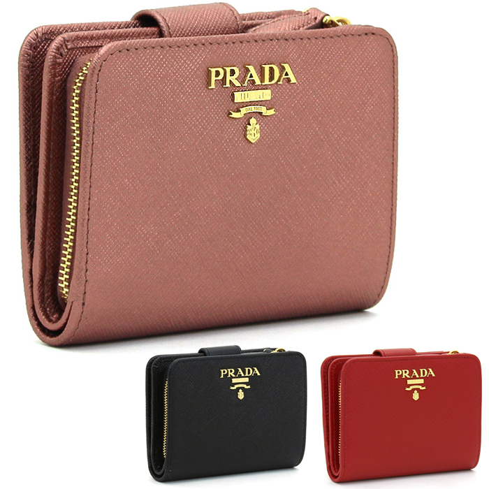 お手頃価格 プラダ PRADA 二つ折り財布L字ファスナー ミニ財布 1ML018