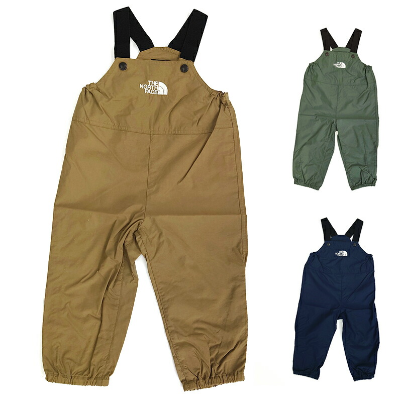 ノースフェイスベビー用スキーオーバーオール ベージュと黒90cm THE NORTH FACE】ベビースウェットロゴオーバーオール (THE