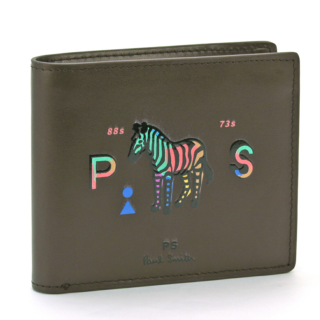ピーエスバイポールスミス PS BY Paul Smith 二つ折り財布 ホック式小銭入れ 7395 LZEBPS ブラウンマルチ 本革 ブランドロゴ ゼブラ お洒落 メンズ コンパクト ギフト プレゼント 【並行輸入品】