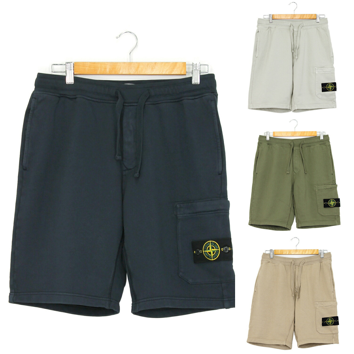 ストーンアイランド オーガニックコットンフリース ショートジョガーパンツ ハーフパンツ メンズ 春/夏 カーゴポケット 全4色 M/Lサイズ レギュラーフィット L1S156200011 S0051 【並行輸入品】｜ナナパージュ