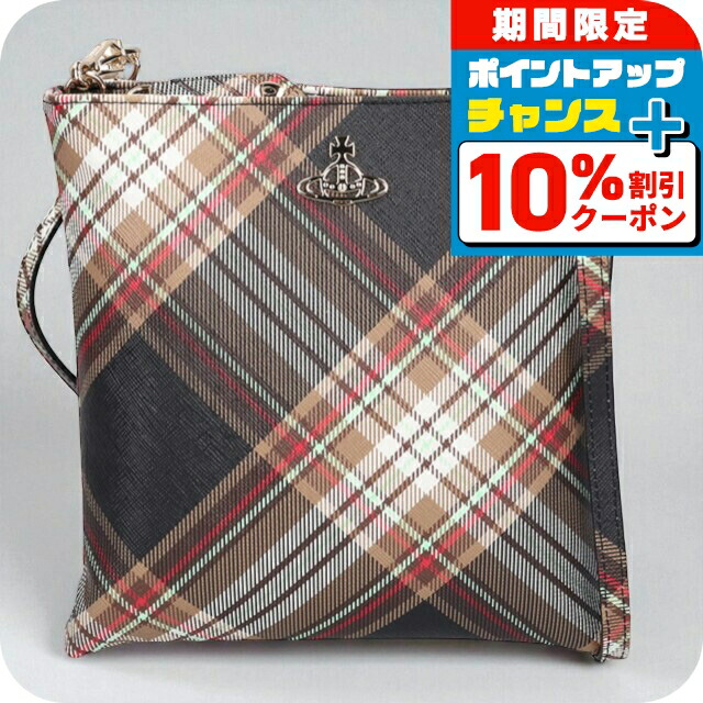 ＼4/20限定★10%OFF+さらに4倍／ ヴィヴィアン ウエストウッド ショルダーバッグ レディース ブランド Vivienne Westwood ダービー クロスボディ 51160005U D101 TARTAN BROWN BLACK バッグ ビビアン 斜めがけ 高級 おしゃれ プレゼント 女性 実用的 かわいい