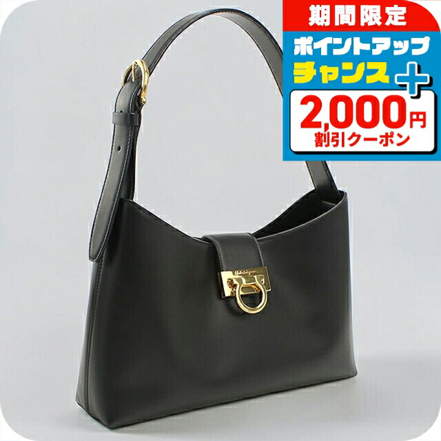 ＼2000円OFF+さらに9倍／ 【中古】 フェラガモ ショルダーバッグ レディース ブランド FERRAGAMO ガンチーニ ワンショルダー 21 0926 ブラック 斜めがけ 高級 おしゃれ プレゼント 女性 実用的 かわいい｜腕時計のななぷれ