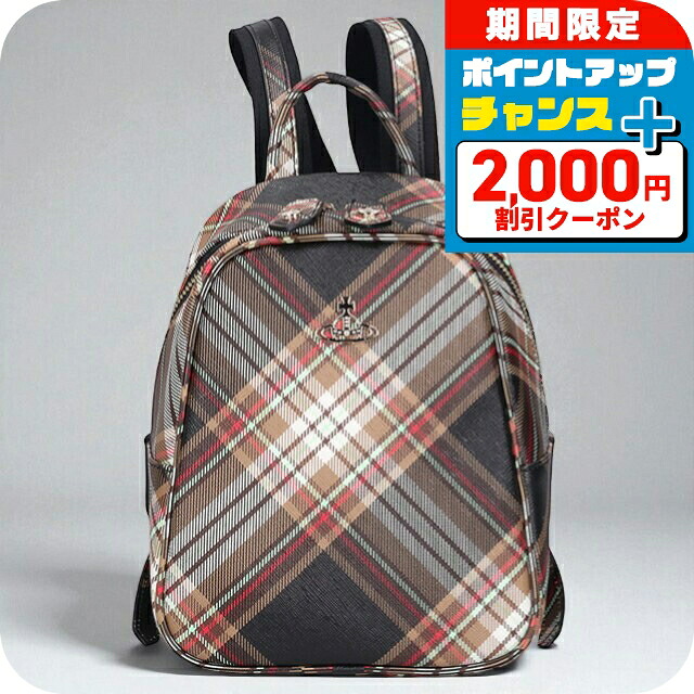 ＼2000円OFF／ ヴィヴィアン ウエストウッド リュック レディース ブランド Vivienne Westwood ダービー バックパック リュックサック スクールバッグ ロゴ 4301007EU D101 TARTAN BROWN BLACK バッグ ビビアン 旅行 高級 おしゃれ プレゼント 女性 実用的 かわいい