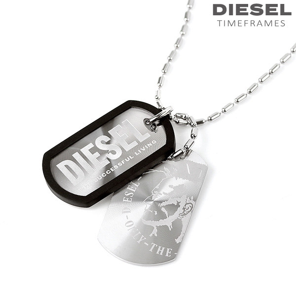 ディーゼル ネックレス ドッグタグ ダブルプレート ジュエリー アクセサリー メンズ Dx Diesel シルバー ブラック 新作続