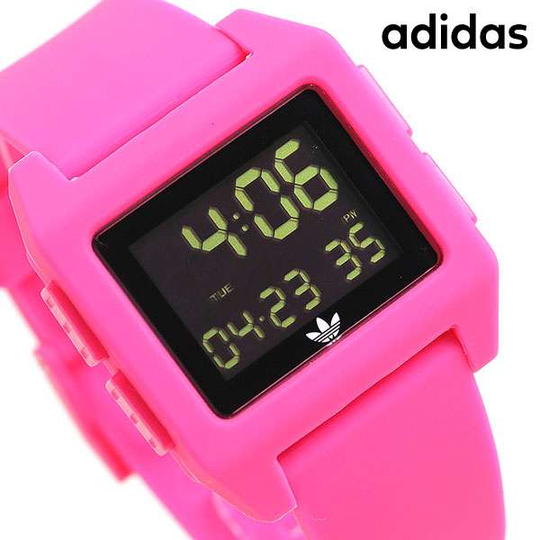  アディダス オリジナルス デジタル メンズ レディース 腕時計 Z153123-00 adidas アーカイブ_SP1 ブラック&times;ピンク