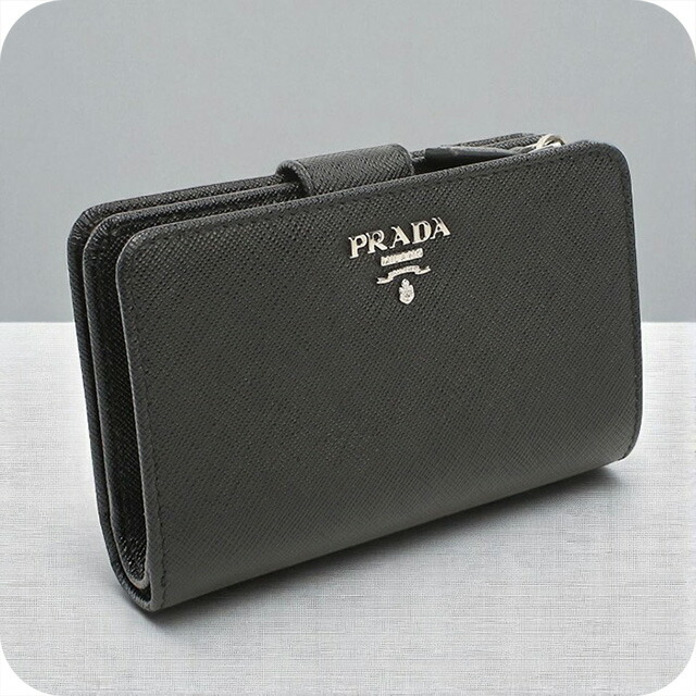 PRADA プラダ 財布 二つ折り ブラック サフィアーノレザー 正規品 箱付き PRADA プラダ サフィアーノ 二つ折り財布 ブラック