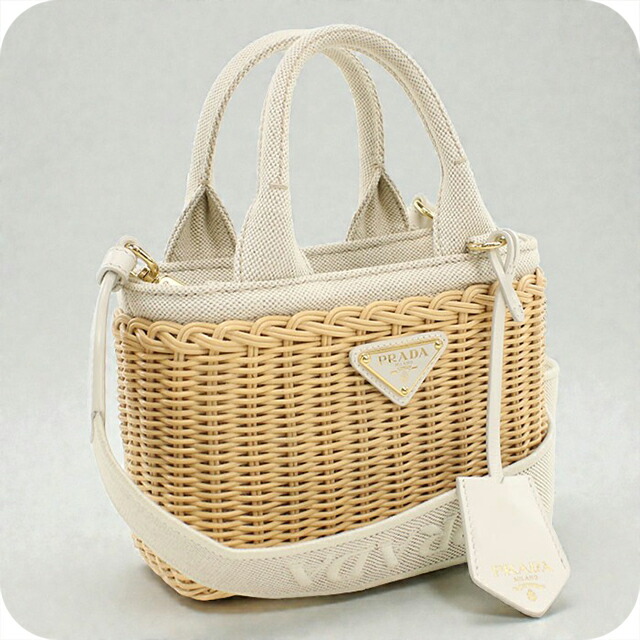 楽天市場】【バッグ】PRADA プラダ ラフィアクロケット ハンドバッグ