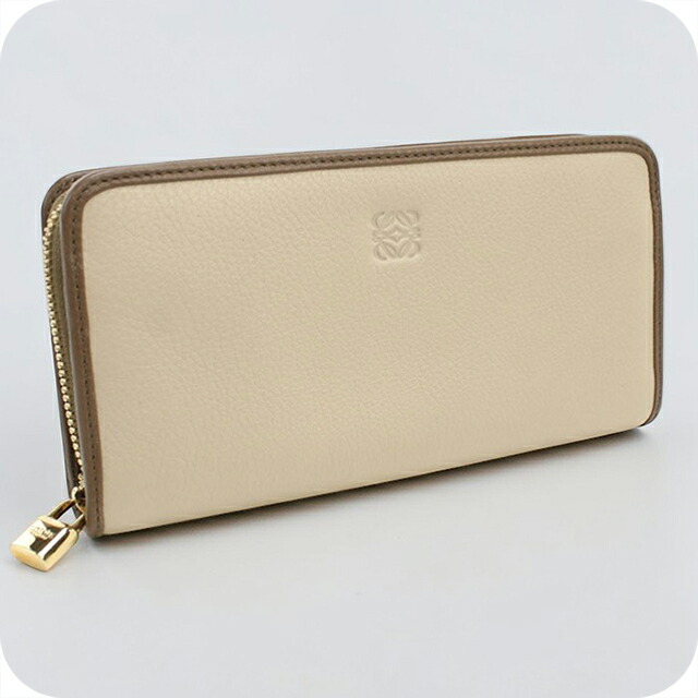 【中古】 ロエベ 長財布ラウンドファスナー レディース ブランド LOEWE ジップアラウンドウォレット ベージュ
