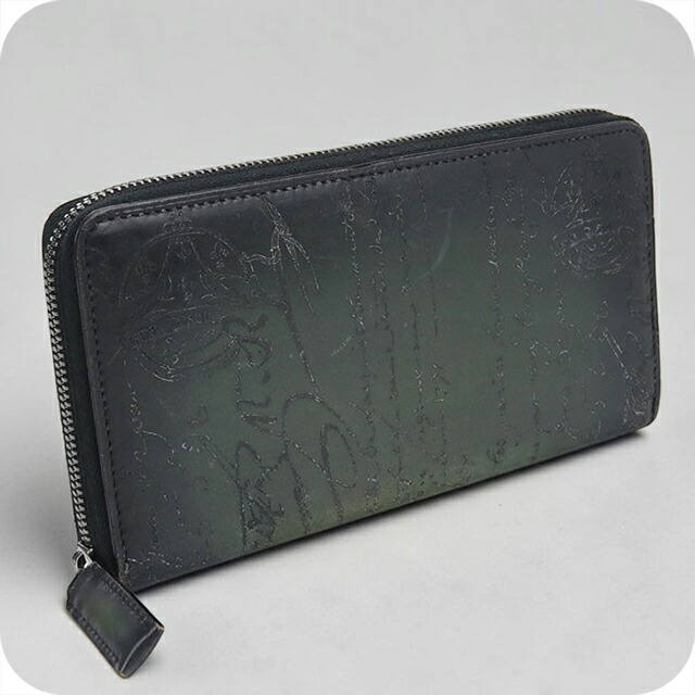 ＼4/18限定★10%OFF+さらに4倍／【中古】 ベルルッティ 長財布ラウンドファスナー メンズ ブランド BERLUTI イタウバ ロングジップウォレット グリーン