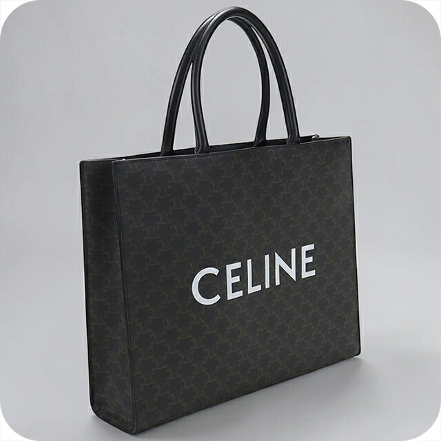 ＼10%OFFクーポン／【中古】 セリーヌ トートバッグ メンズ ブランド CELINE トリオンフキャンバス バーティカル カバ ブラック 軽量 手提げ ブランド 高級 おしゃれ プレゼント 男性 実用的 かっこいい